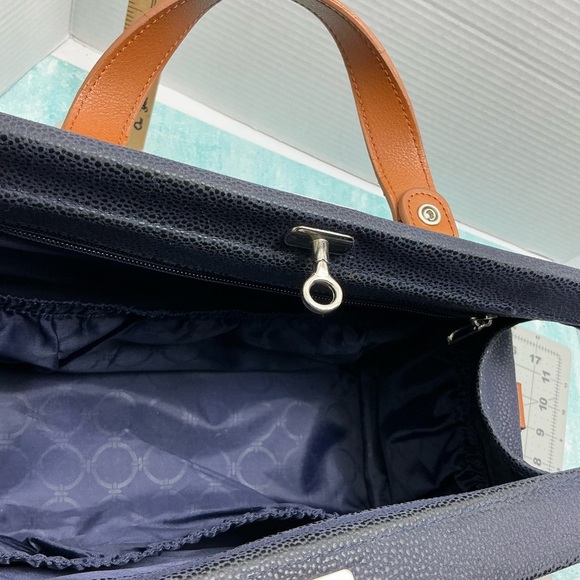 JM New York Blue and Brown Briefcase with Vintage Charm - Picture 9 of 9